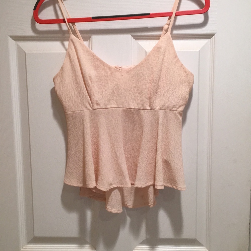 LUSH light pink flowy top with open slit on back
